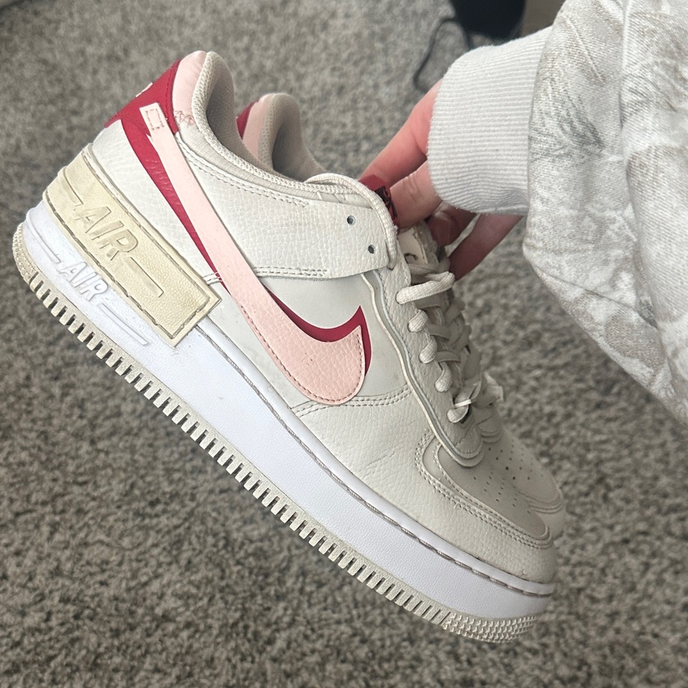Nike Air Force 1 Sneakers in Cream and Red